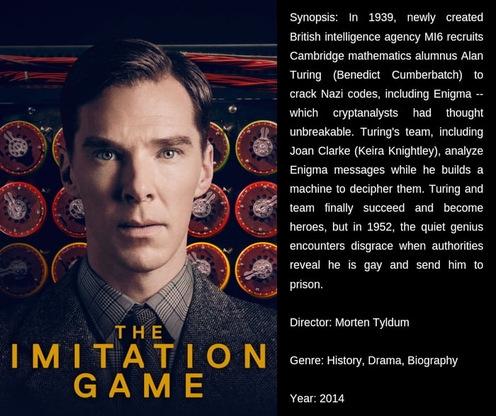 Unsolicited Movie Recommendation #58: The Imitation Game (2014) - 9GAG