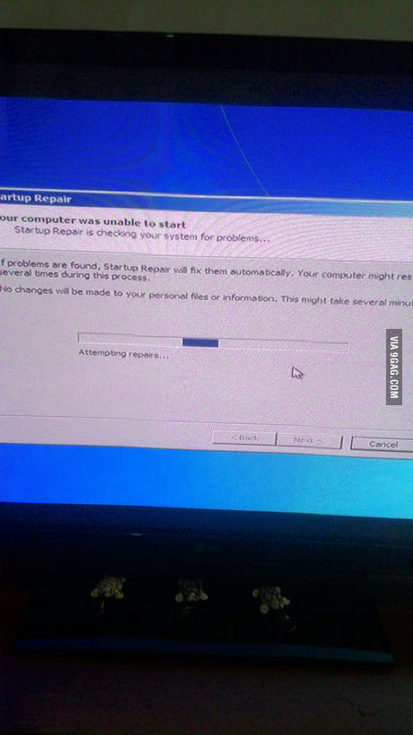 your computer was unable to start attempting repairs