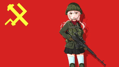 prompthunt: very beautiful young anime girl with orange hair, dressed in  soviet pioneer uniform, full body, sky blue eyes, full round face, front  view, middle, highly detailed, colored manga drawing by wlop