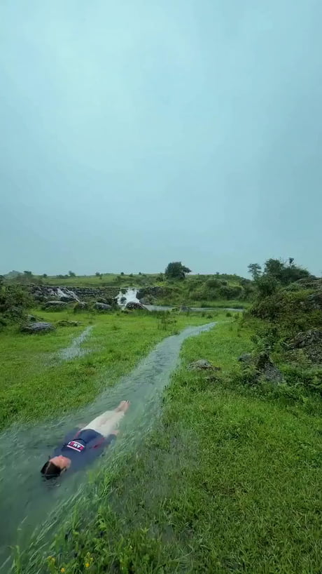 Living the dream in a natural water slide