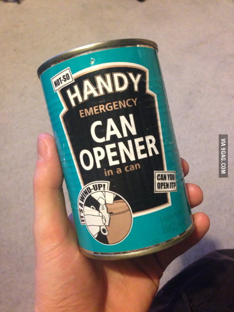 Result of a broken can opener, hunger, and desperation - 9GAG