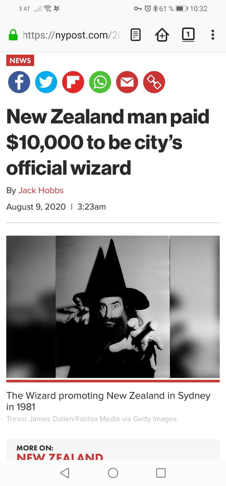 This New Zealand man gets paid $10,000 a year to be a city's official wizard