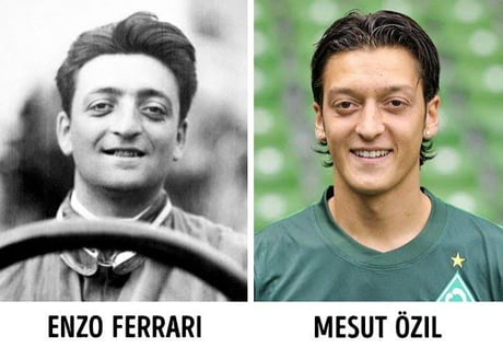 Betin on X: Enzo Ferrari, founder of Ferrari passed on in 1988 same year  Mesut Ozil was born. Their striking resemblance is not questionable.   / X