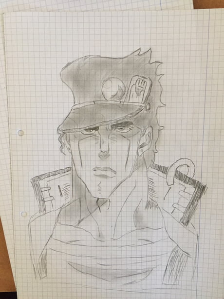 When You Have An Exam Tomorrow To Study For But Instead You Draw Jotaro Kujo What Do You Think Pls Don T Be Mean I M Trying My Best 9gag