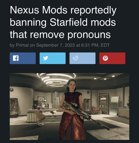 Nexus Mods bans Starfield mod that removed pronoun options