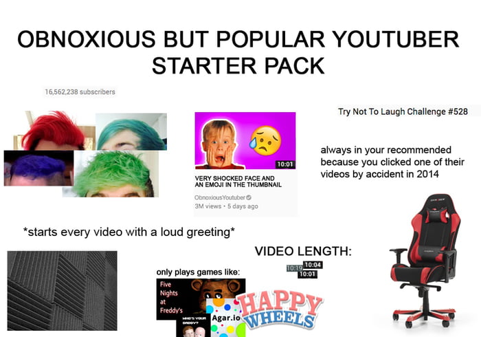 Obnoxious But Popular Youtuber Starter Pack 9gag