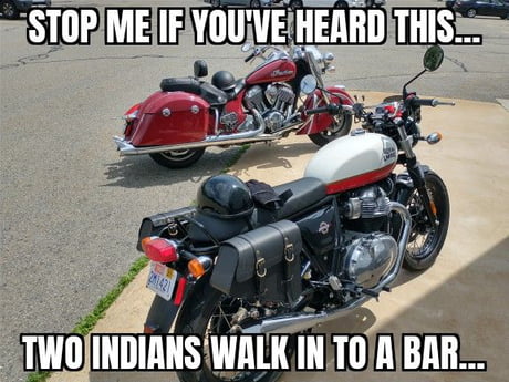 Brother from another mother. Parked my Royal Enfield and went in to a  store, walked out and saw this, I wonder if the other guy thought it was  funny too. - 9GAG