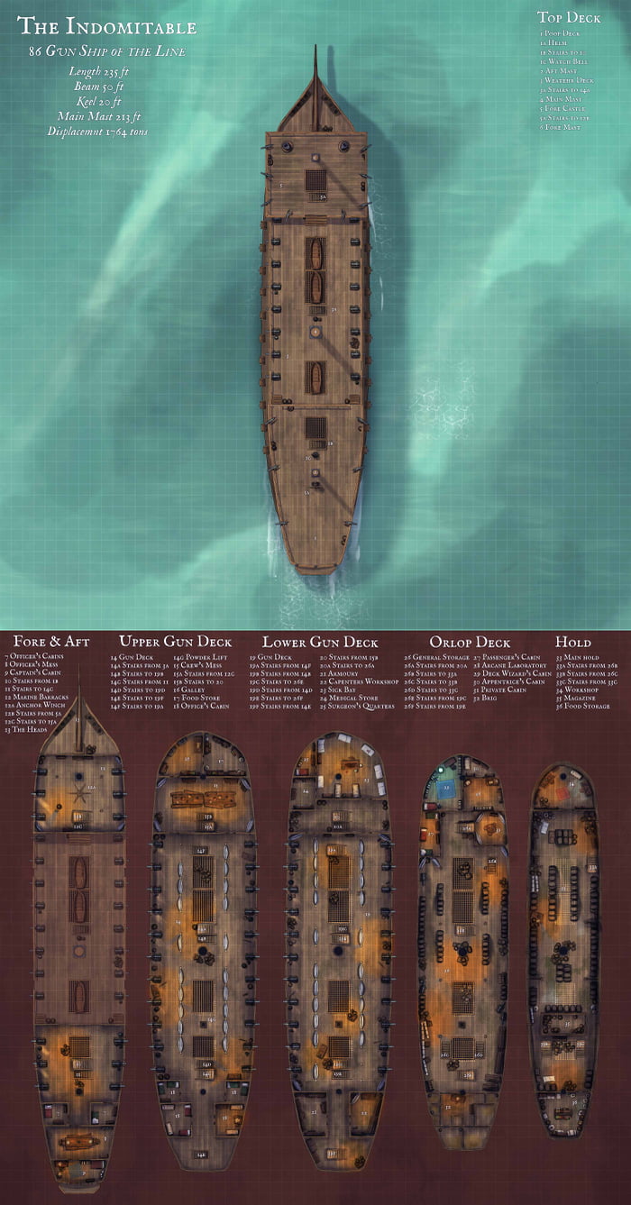 The naval theme continues, here's another DnD map I drew in Procreate ...