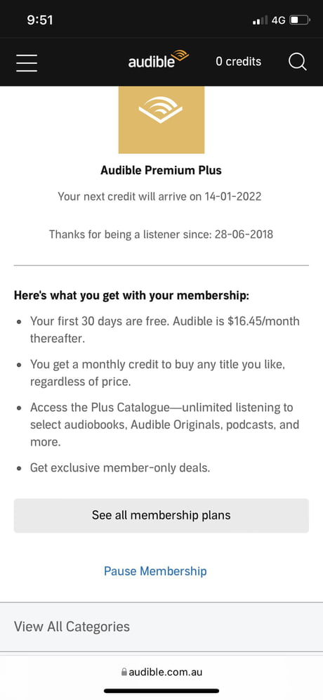 Can't cancel Audible membership on phone app. Can't cancel on browser  either, can only pause - 9GAG