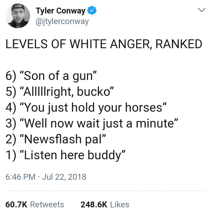 The Different Levels of White Anger - 9GAG