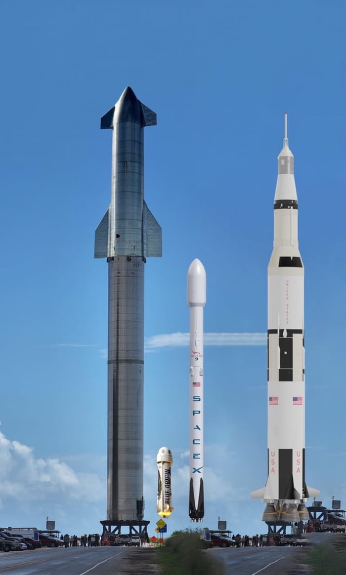 Starship vs New Shepard vs Falcon 9 vs Saturn V - 9GAG