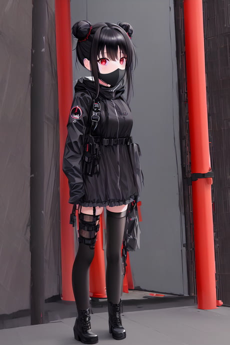 Anime character with techwear and dog ears on Craiyon