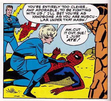 Sue storm actually flirting with Spider-Man in front of her husband is both  Hilarious and Weird (Amazing Spider-Man #1) - 9GAG