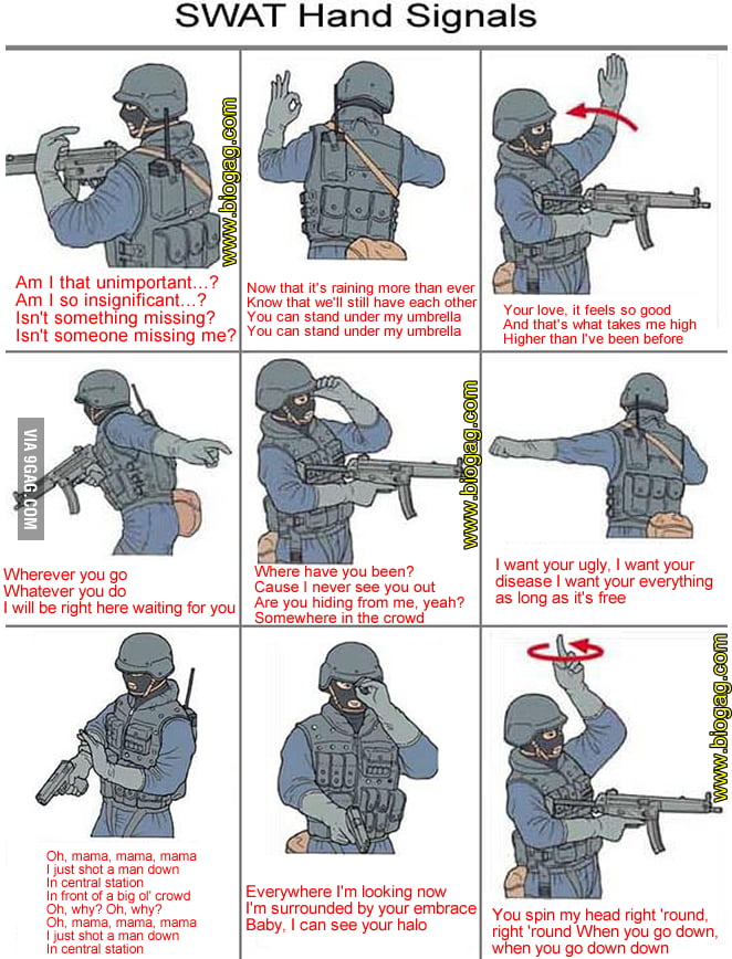 SWAT Hand Signals Reimagined 9GAG