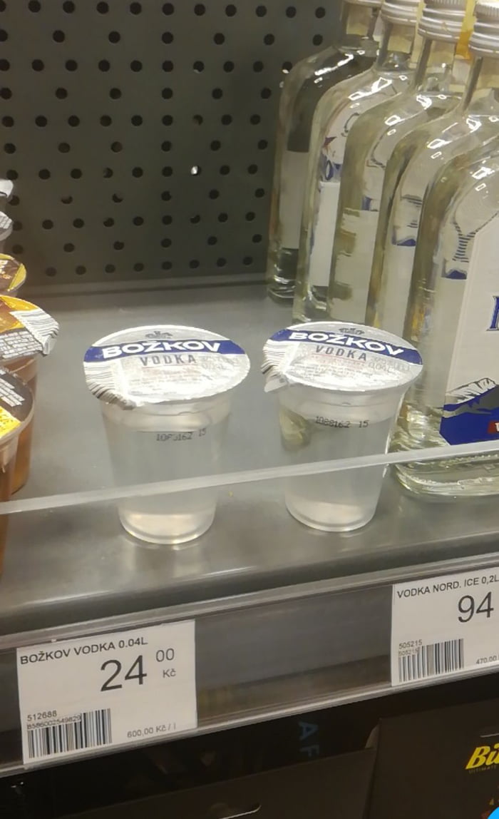 In Czech Republic, you can buy single vodka shots.