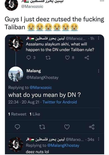 DANNYonPC on X: The Taliban can take over Afghanistan in a week, but still  falls for Ligma jokes  / X