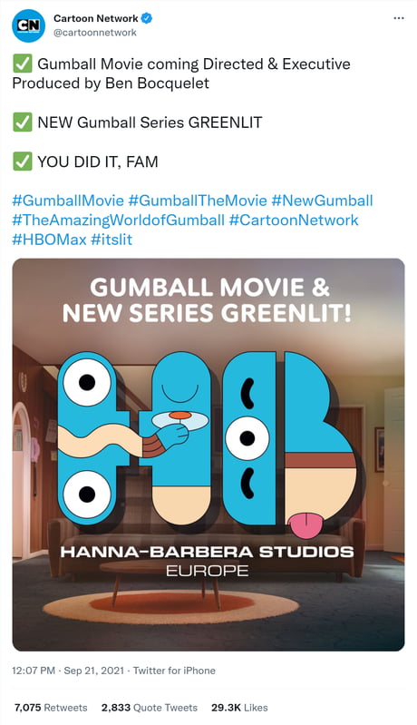 The Amazing World of Gumball' Movie & Series Greenlit for CN, HBO Max