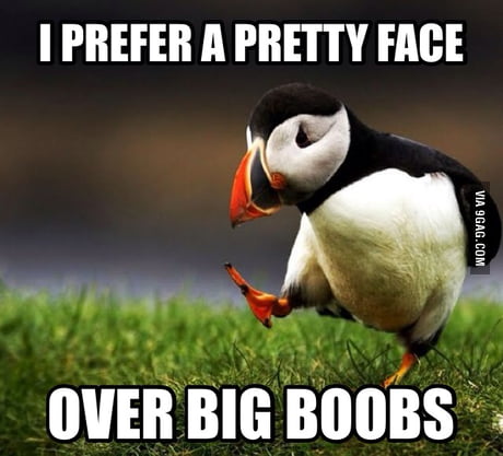 Sure I'd love big boobs but a pretty face is better - 9GAG