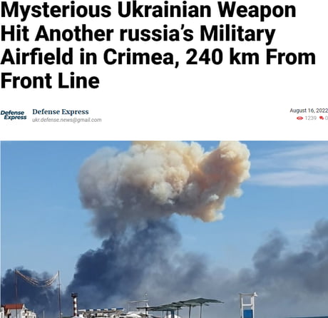 Another airfield hit in Crimea at Simferopol.