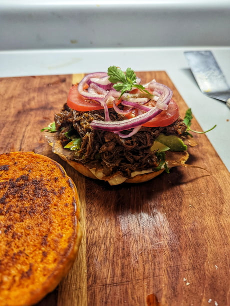 Birria torta made with chuck roast, short ribs, and oxtail - 9GAG