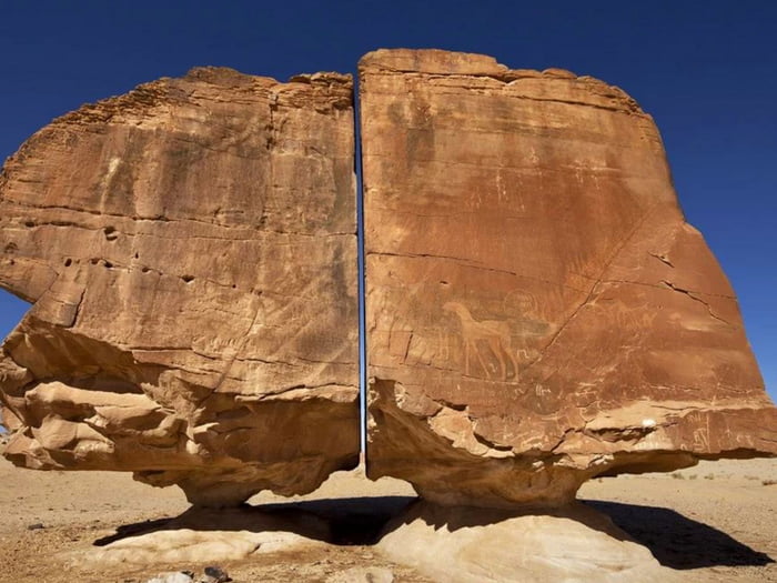 4000 year old rock formation in Saudi Arabia which appears to be cut in ...