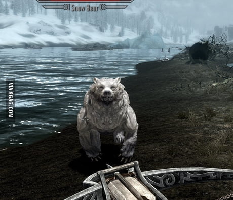 When threatened, the wild snow bear will t-pose to assert dominance over  its attacker. : r/skyrim