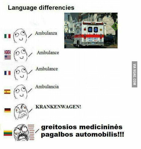 Language differencies Ambulanza Ambulance Ambulance Ambulancia rH =  KRANKENWAGEN! - iFunny Brazil