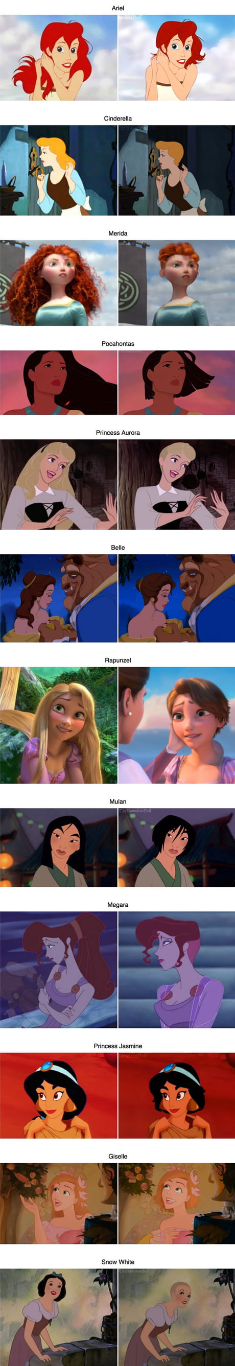 12 surprising pictures which prove that short hair doesn't suit every  Disney princess - 9GAG