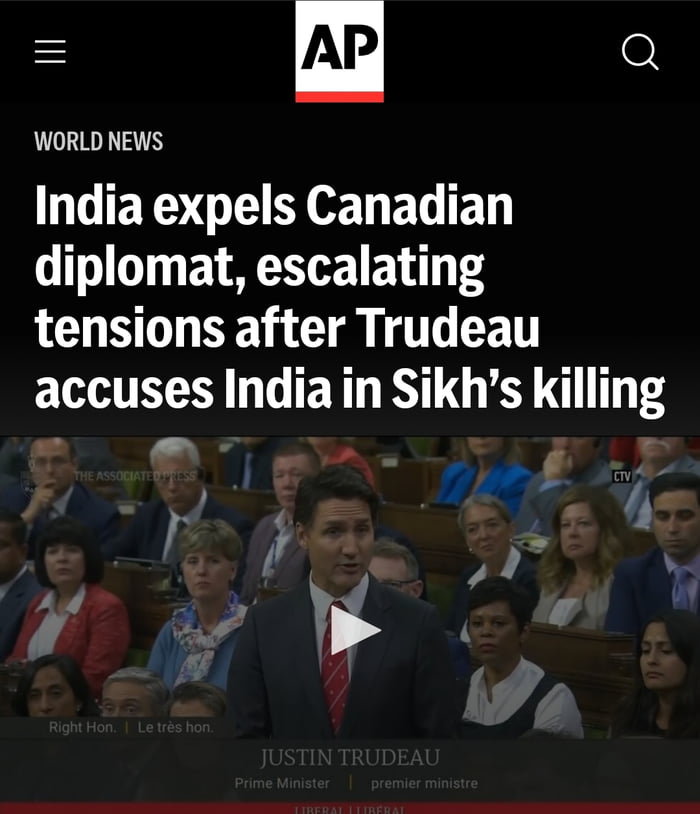 India Expels Canadian Diplomat. Need To Leave India In 5 Days. - 9GAG