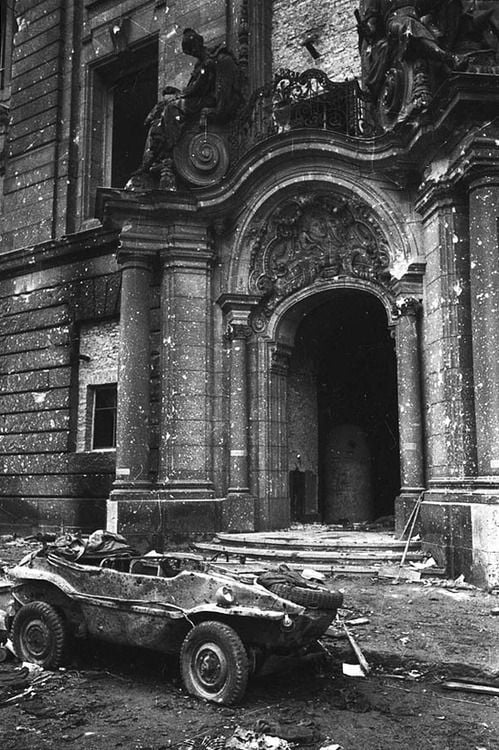 The Fall of Berlin, 1945. Abandoned schwimmwagen