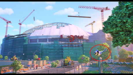 In Turning Red (2022), you can see a Blue Jay outside the stadium