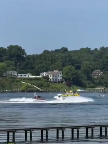 Coast guard jumps onto a runaway boat