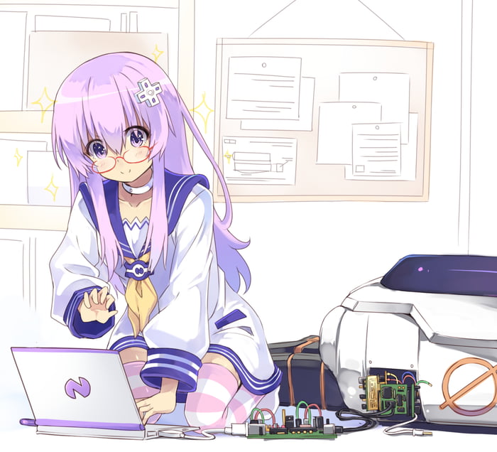 Nepgear tinkering away. Artist in comments.