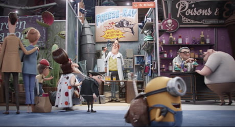 In Minions 15 When Visiting Villaincon A Young Gru Can Be Seen With His Mother Buying The Freeze Ray 9gag