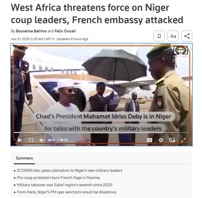 West African nations imposed sanctions and threatened force on Sunday ...