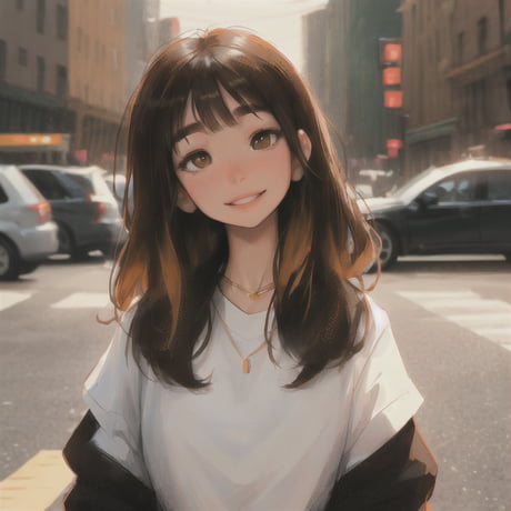 high quality anime visual of a cute girl, with ong, Stable Diffusion