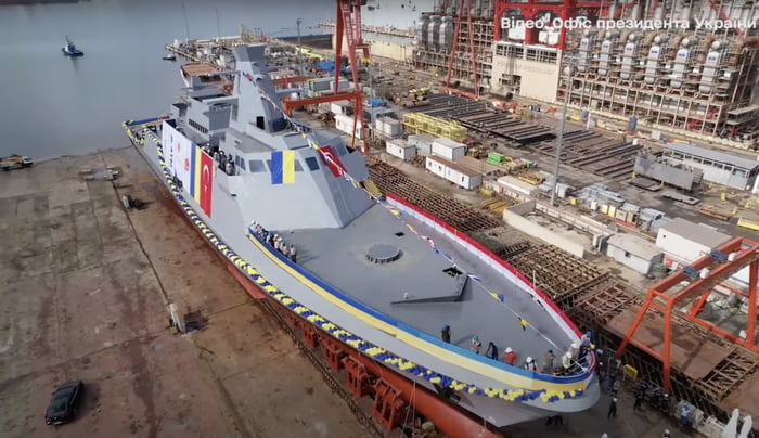 Ukranian Navys Hetman Ivan Mazepa corvette is launched - 9GAG