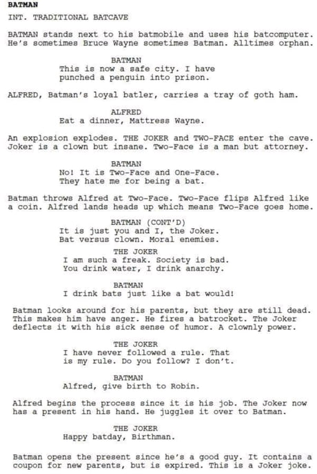 The Matt Reeves script for Batman has leaked. - 9GAG