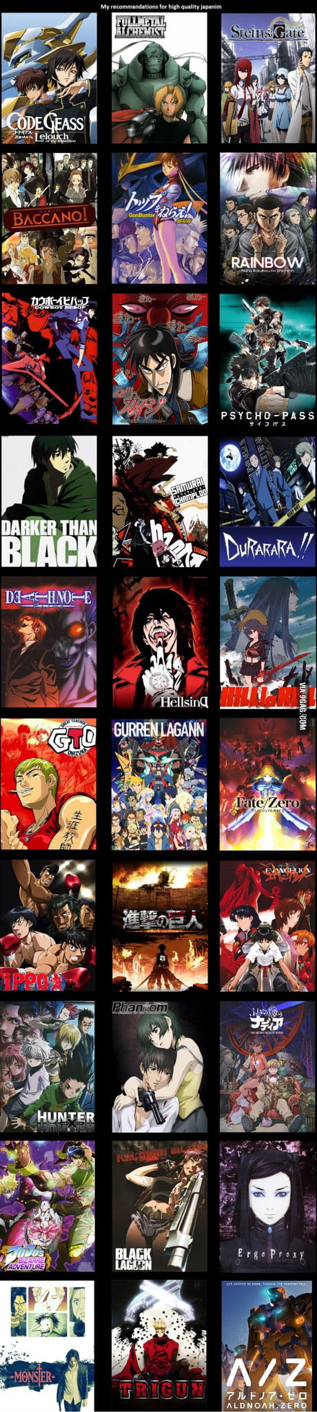 Here is a list of good anime recommendations :) Enjoy! - 9GAG