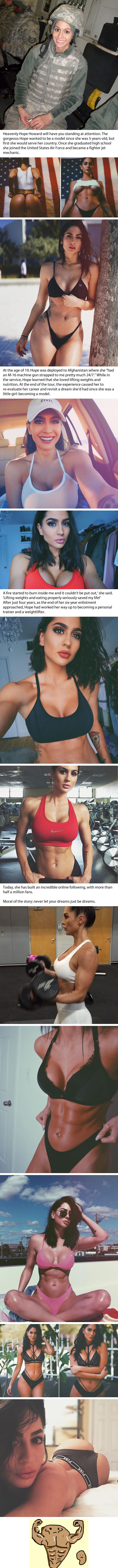 Former air force mechanic deployed in Afghanistan now turning heads as smoking fitness model