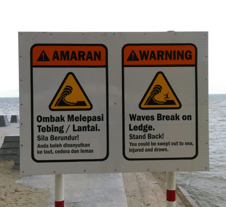 The English Warning Symbol Is Slightly Scarier Than The Malay Symbol 9gag