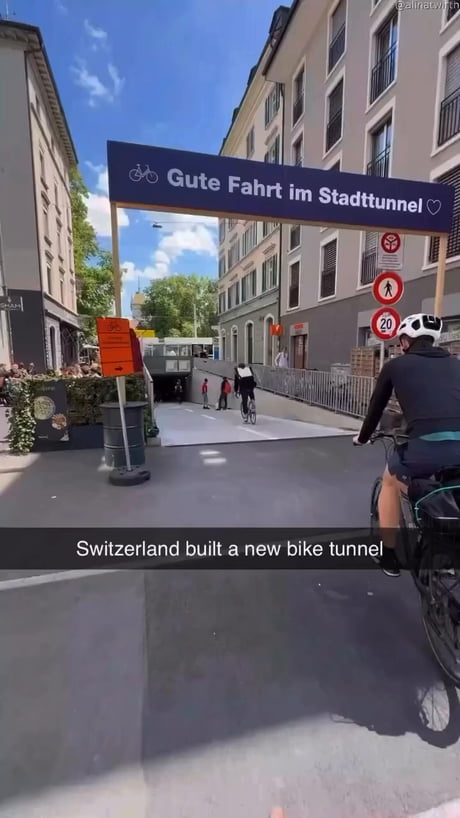 Switzerland just built the coolest bike tunnel, I'm jealous