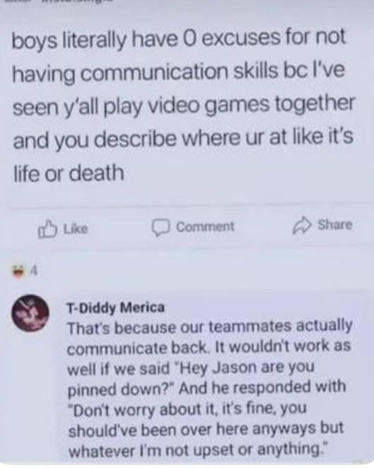 Communication in gaming vs real life, a true story