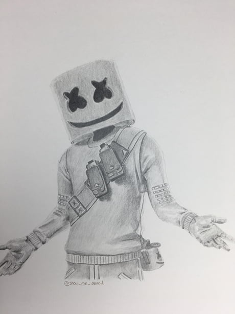 Marshmello sketch | Easy drawings, Drawings, Sketches