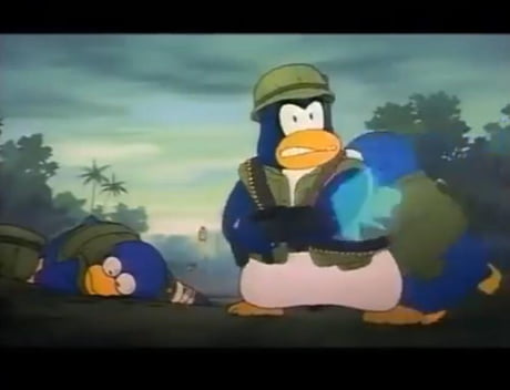 Rare picture of club penguin in the Vietnam war (1955-1977 colourized) -  9GAG