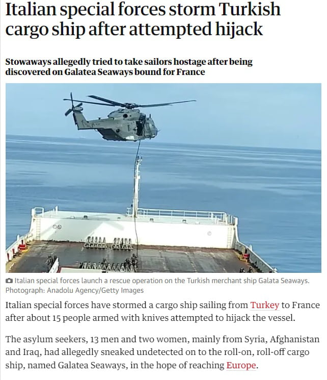 Italian special forces storm Turkish cargo ship after migrants attempt ...
