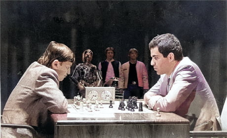 Karpov vs. Kasparov 1987 Colorized - 9GAG