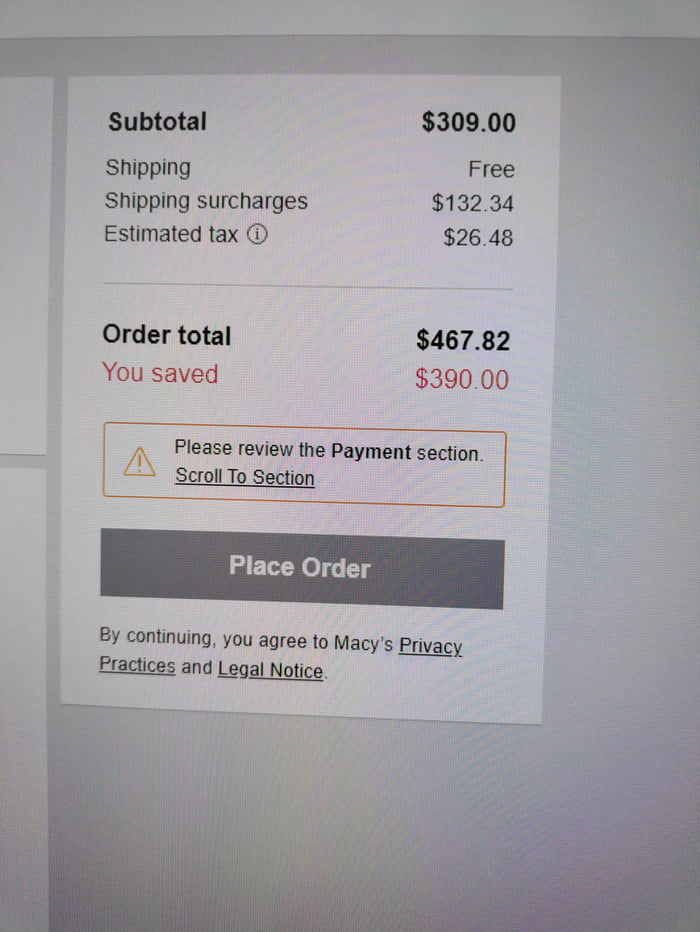 Macy's "Free Shipping" with Shipping Surcharges 9GAG