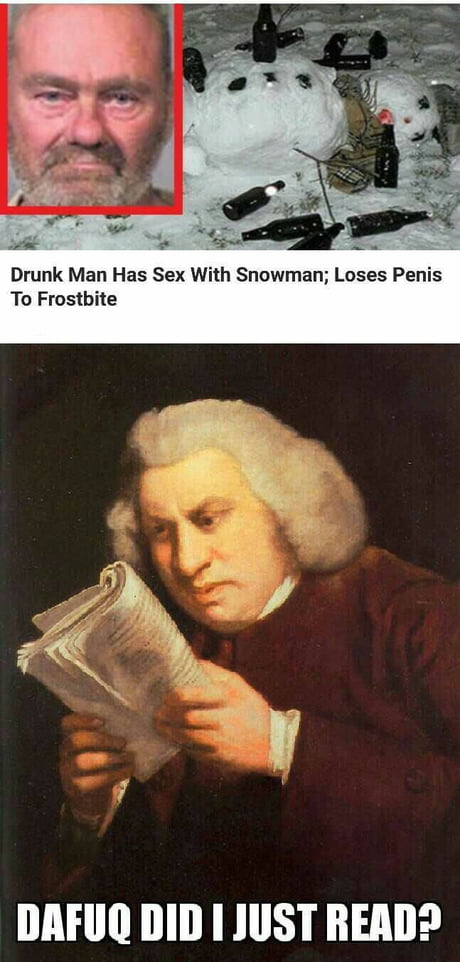 Drunk Man Has Sex With Snowman