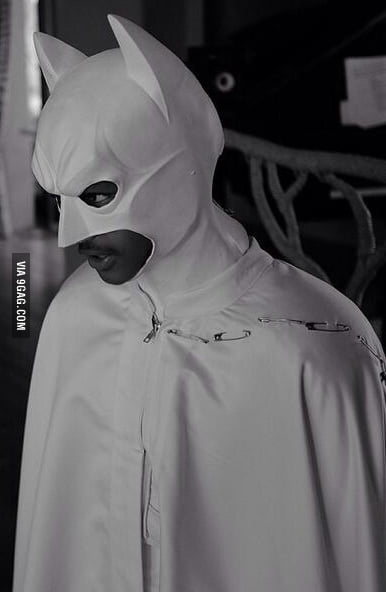 Jaden Smith in a White Batman outfit. He looks like a photo negative of the  REAL batman. - 9GAG